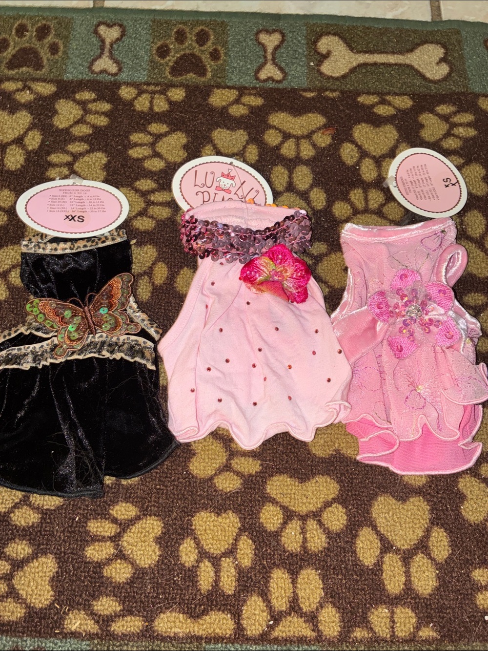 Assorted Pink & Black Decorative Dog Dresses (Set of 3)